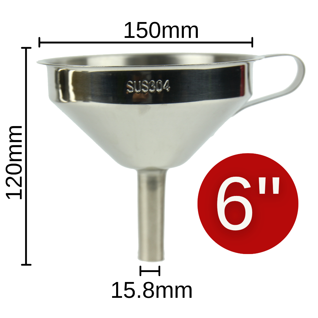 4” 5” 6” / 11CM 13CM 15CM Stainless Steel 304 Filter Funnel Oil Liquid