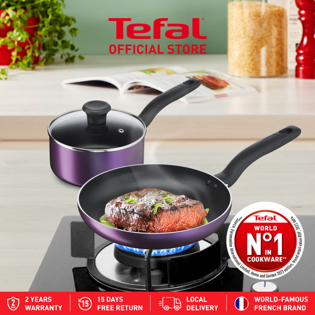 Tefal Cooking Source 3pcs Set (Frypan (24cm) + Saucepan (18cm) + Glass