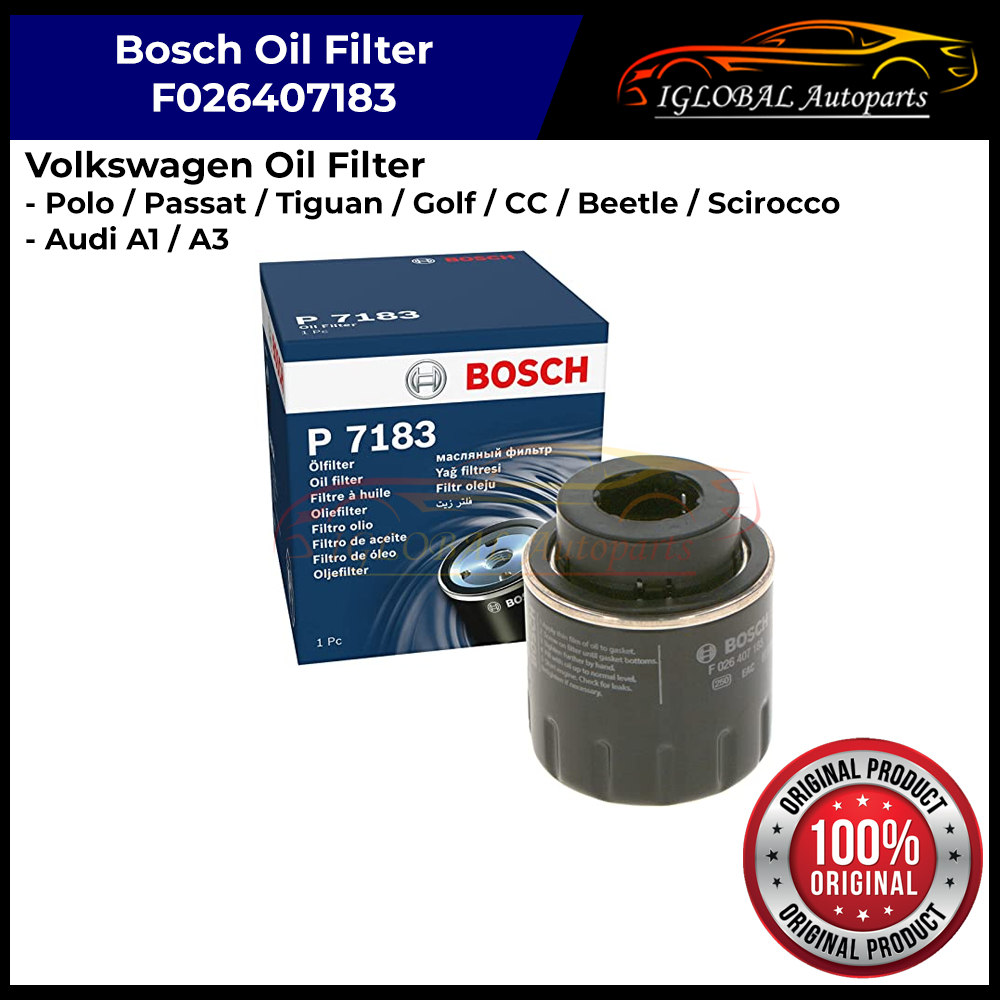 Bosch Oil Filter P7183 Audi A1, A3 / Volkswagen Polo, Passat, Tiguan