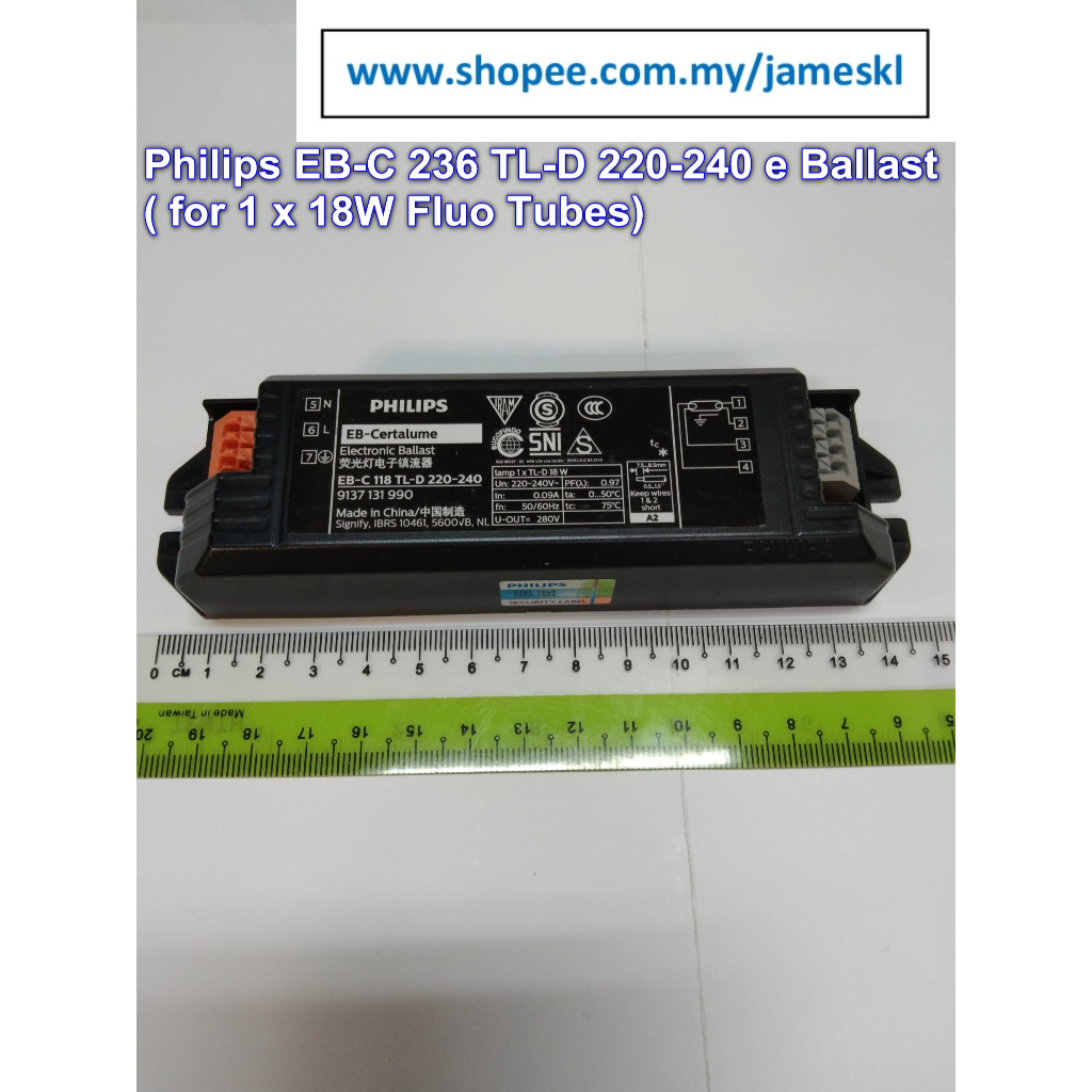 Philips EB-C 118 TL-D 220-240 Balast Elektronik (1 x 18w) | Shopee Malaysia
