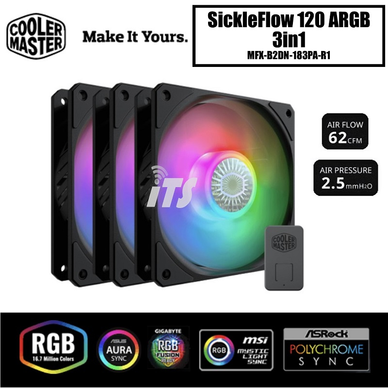 Cooler Master SickleFlow 120 ARGB 3 in 1 Chassis Fan With RGB ...