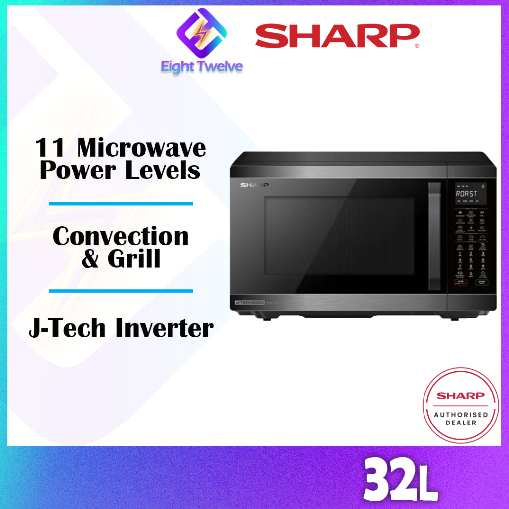 SHARP 32L Inverter Microwave Oven with Convection Touch Control Panel 1100W Top Grill
