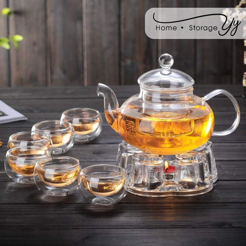 Johor Seller || [High Quality] Flower tea pot set Glass Teapot heat ...