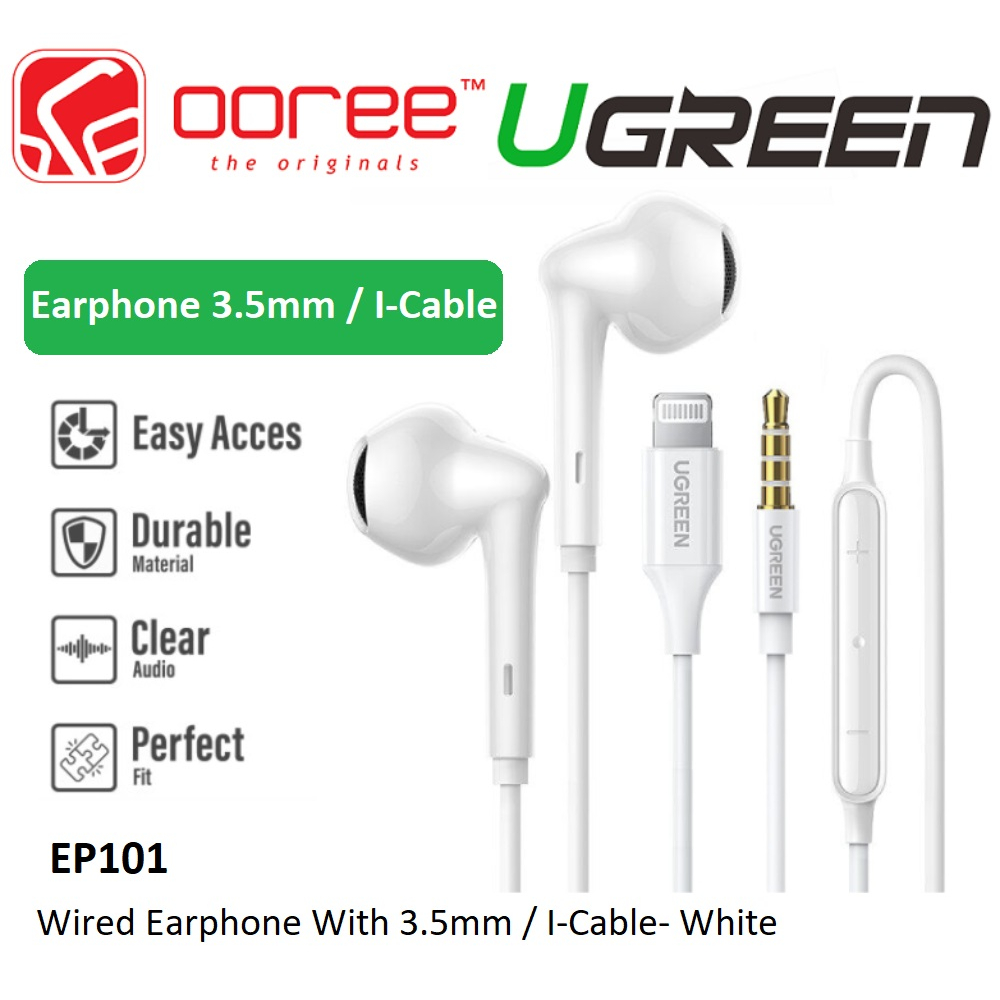 UGREEN EP101 WIRED HI TUNE EARPHONE IN EAR EARBUDS 3.5MM / I-CABLE WITH ...