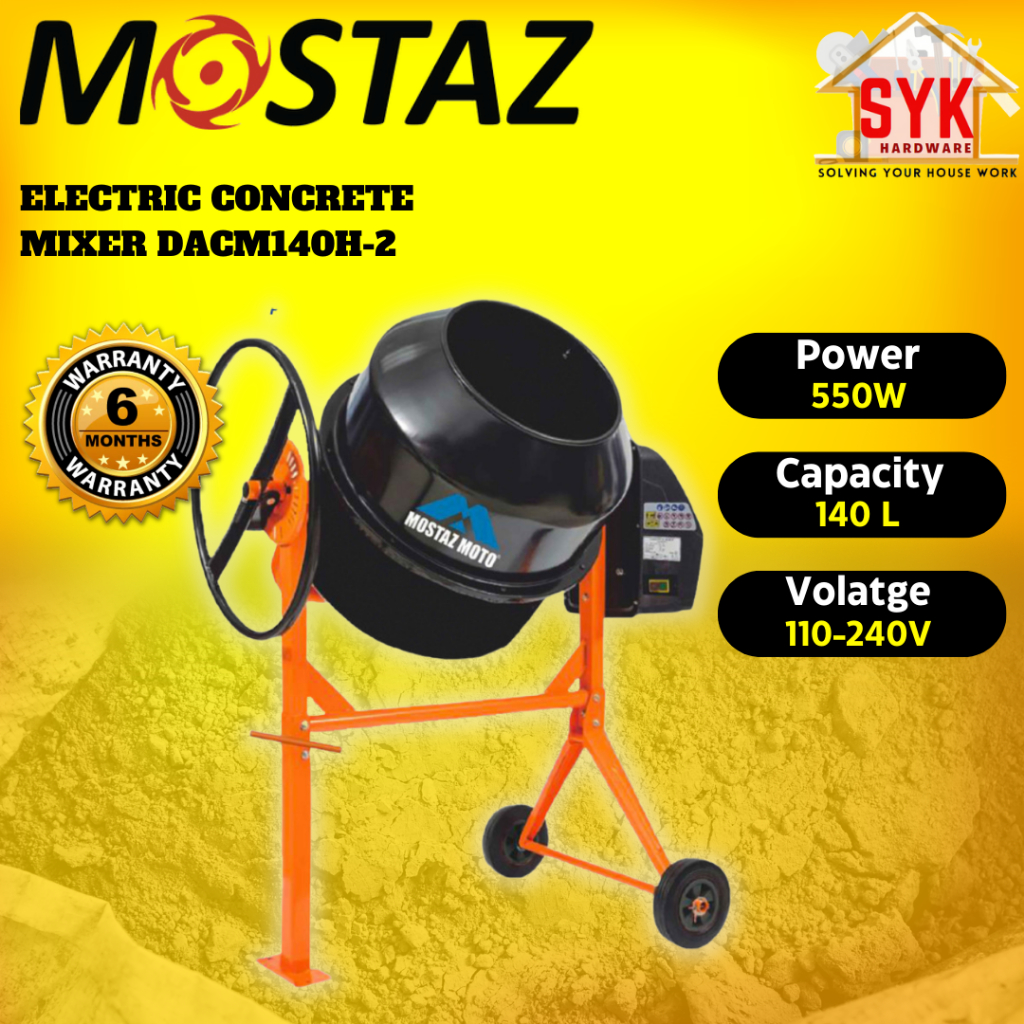 SYK Mostaz DACM140H2 Electric Concrete Cement Mixer Heavy Duty