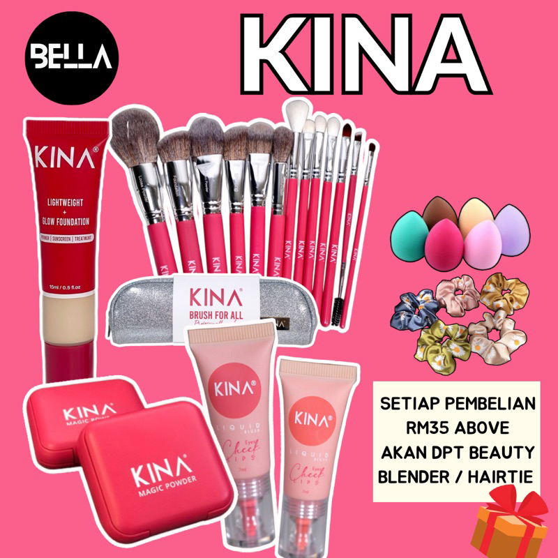 Kina Beauty Foundation, Kina Magic Powder Foundation, Kina Brush, Kina 