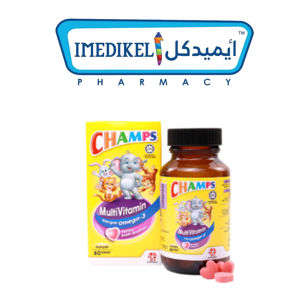 CHAMPS MULTIVITAMIN PLUS OMEGA3 CHEWABLE TABLET (FRUITY) (1x60'S