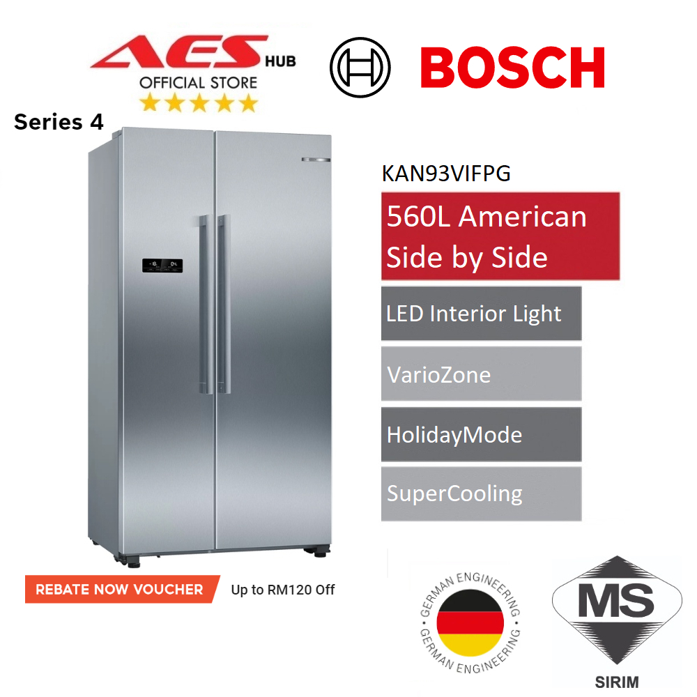 Bosch Fridge Side By Sides Refrigerator 560L Peti Sejuk Side Door Peti