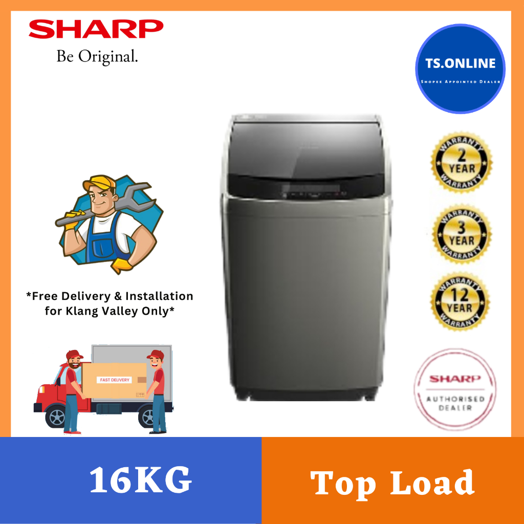 (FREE SHIPPING) Sharp Top Load Full Auto Washing Machine (16kg) ESY1619