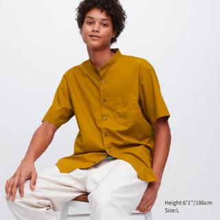 100% ORIGINAL💯🛍️] UNIQLO Modal Cotton Stand Collar Short Sleeve Shirt /  Polo Shirt / Baju Kemeja Kolar Lelaki