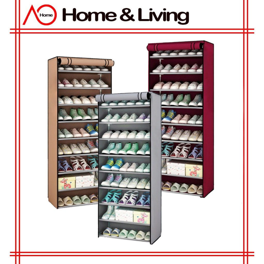 AO Home XG10 10 Tier Shoe Rack Dust Cover Shoe Shopee Malaysia