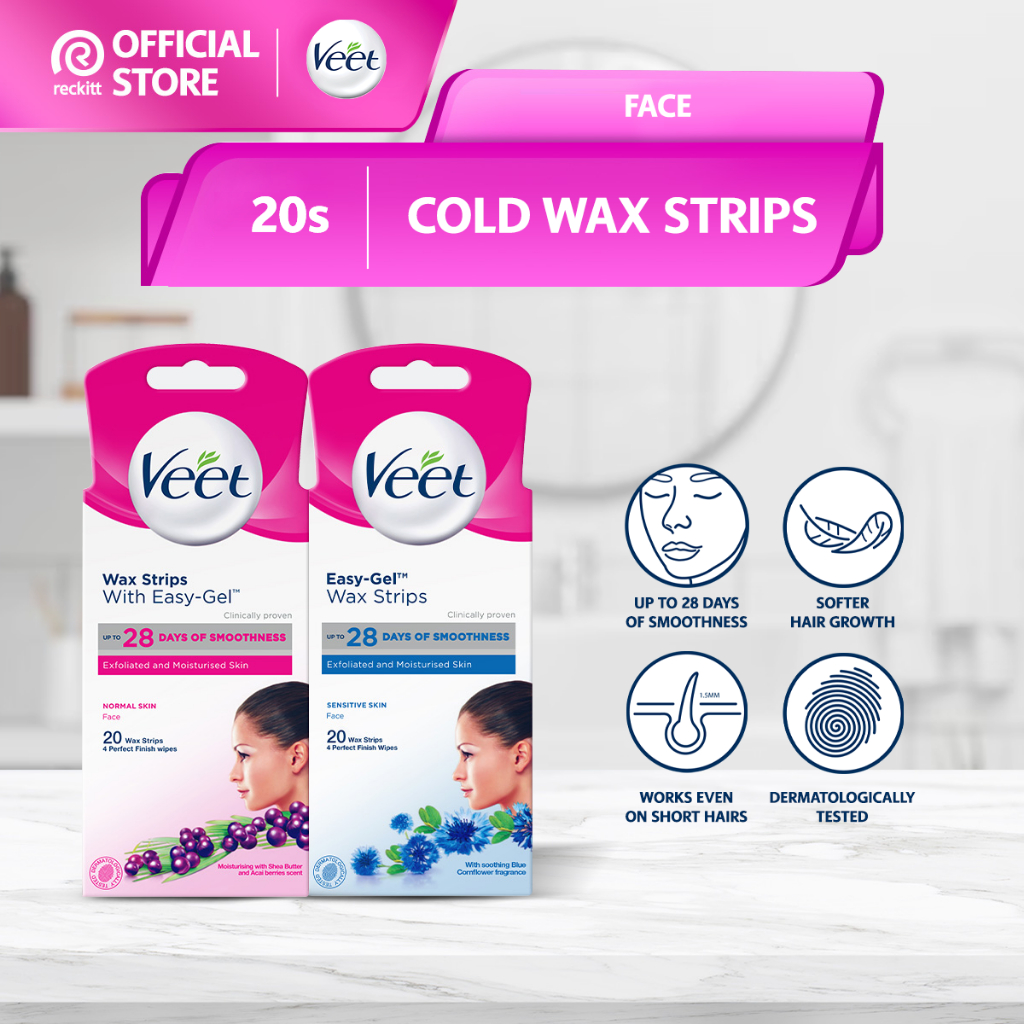 Veet Hair Removal Facial Wax Strip Normal/Sensitive 20s (Cold Wax