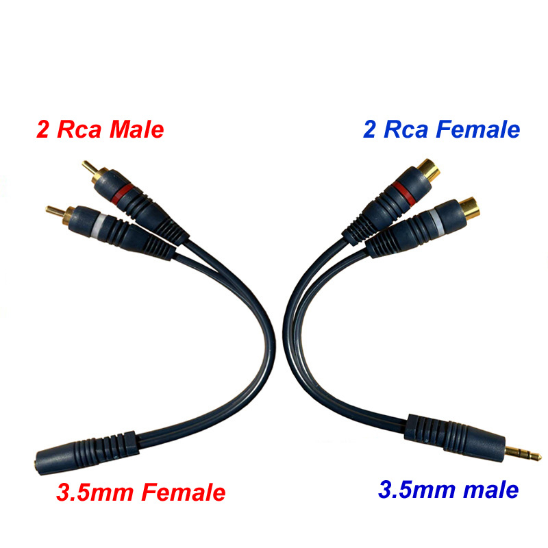 2 RCA Male and 3.5mm Female / 2 RCA FeMale and 3.5mm Male , 20cm ...