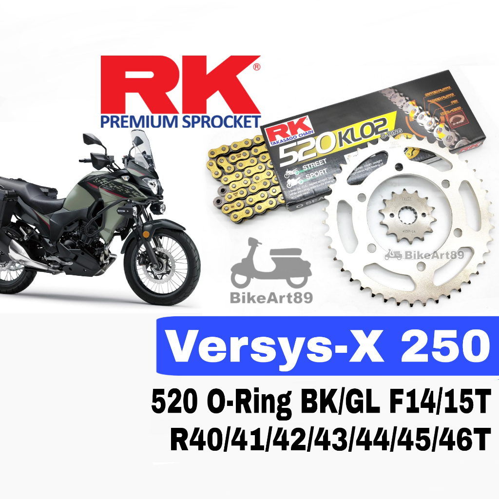For Black O-Ring Drive Chain & Sprockets Kit for Kawasaki KLE650 Versys