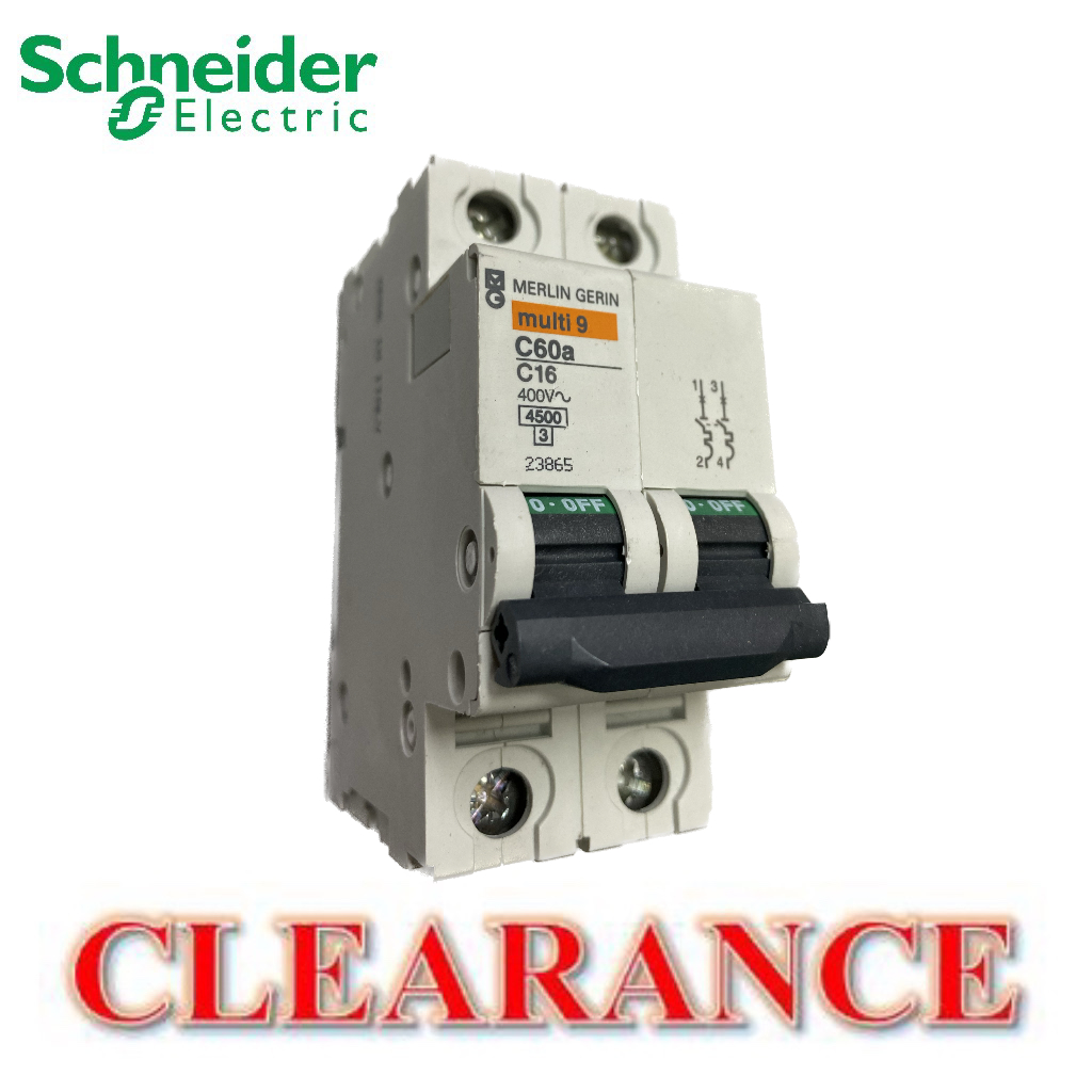 MERLIN GERIN MULTI9 C60A C16 (23865) CIRCUIT BREAKER, C60a, C16, 2P 400 ...