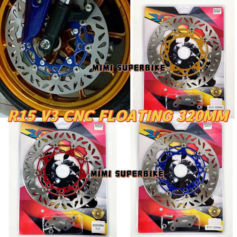YAMAHA R15 V3 DISC PLATE FLOATING 320MM CNC WITH BRACKET SET BRAKE ...