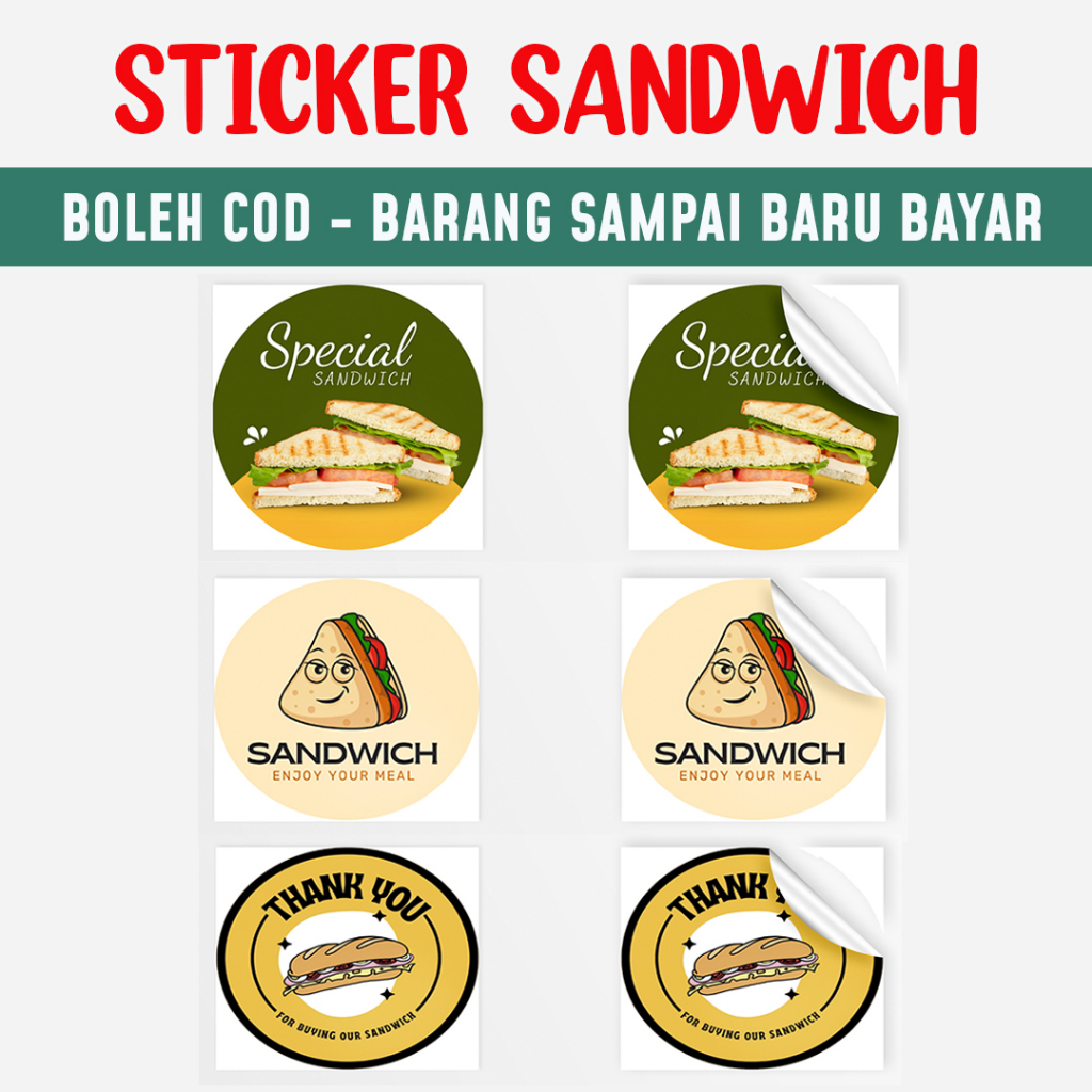 Sandwich Label Sticker Product Full Color Design Readymade | Shopee ...