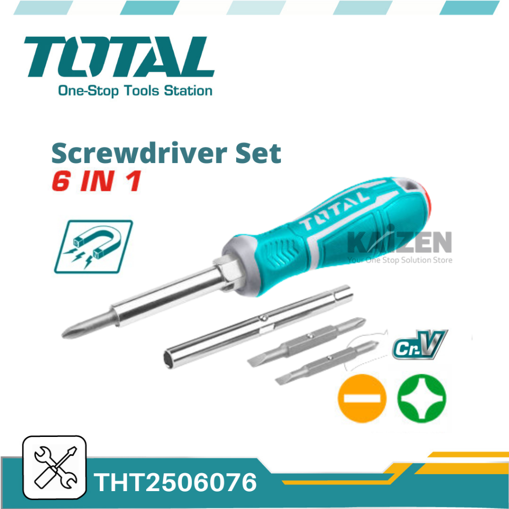 TOTAL THT2506076 6 in 1 Screwdriver Set | Shopee Malaysia