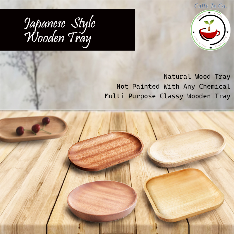 CaffeTeCo Japanese Style Wood Tray Wooden Tray Wood Saucer Wood Plate ...