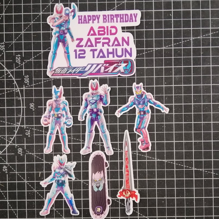 [CUSTOM NAME] Happy Birthday Cake Topper Kamen Rider Revice Decoration ...