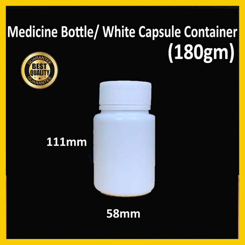 Medicine Bottle White Capsule Container Botol Ubat Kapsul Kosong Empty Pill White Bottle 3159