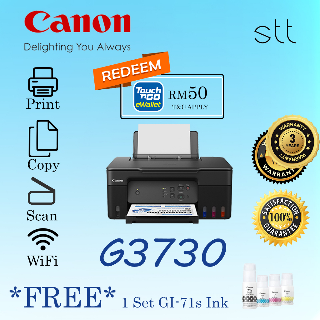 Canon PIXMA G3730 Compact Refillable Ink Tank All-In-One (Print/Copy ...