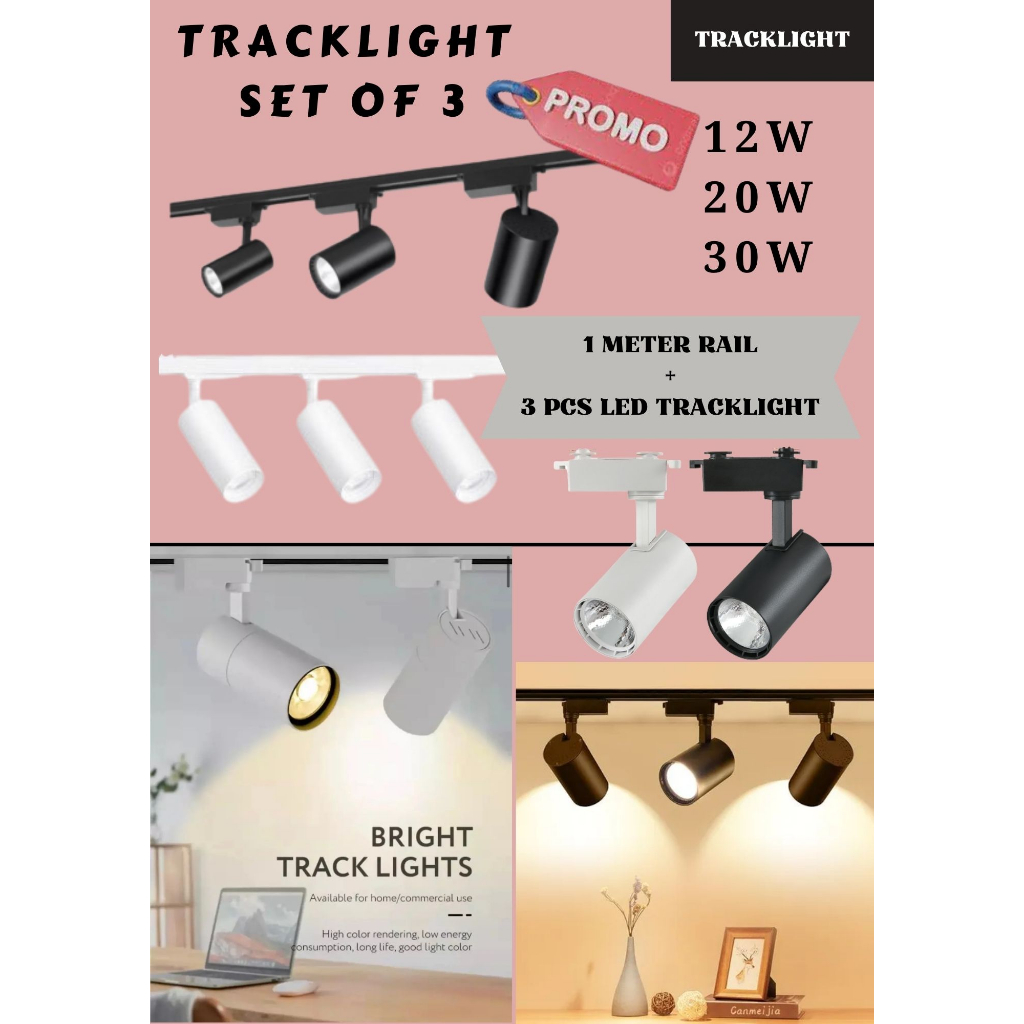 LED Track Light 12W 20W 30W Complete Set COB Spotlight Ceiling Lighting Tracklight Rail Lights