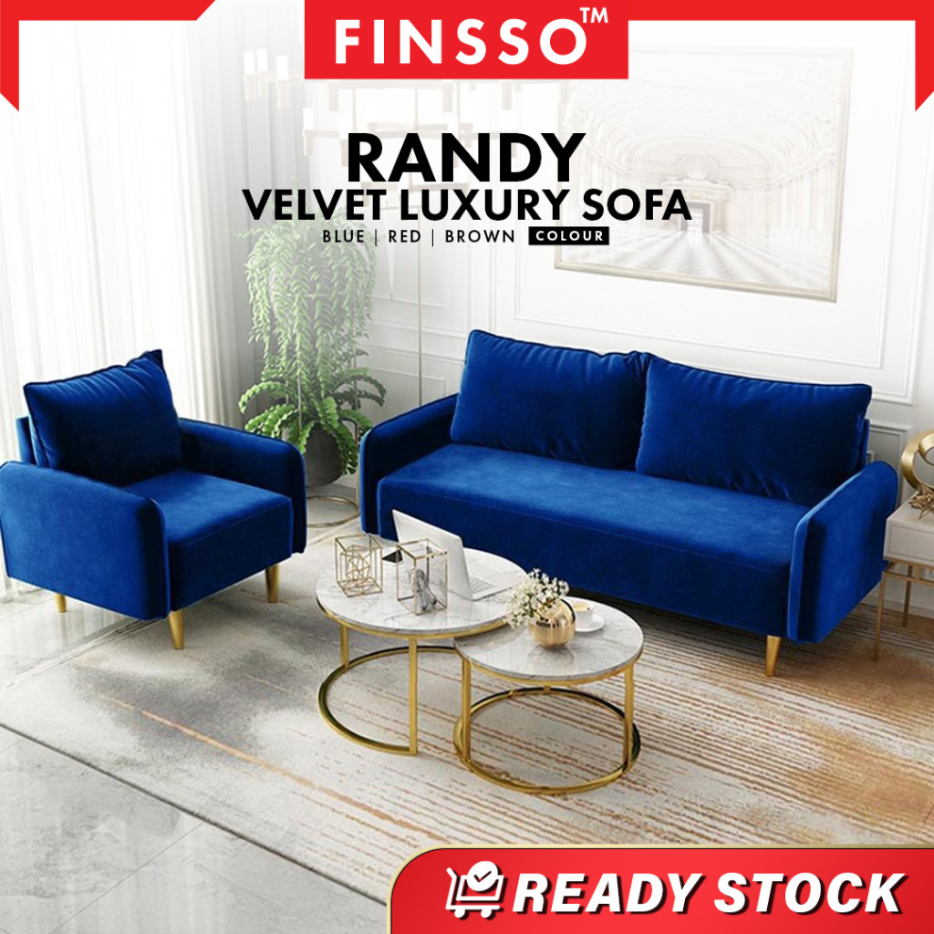FINSSO Randy Velvet Fabric Post Modern Luxury Sofa Set/Modern Classic
