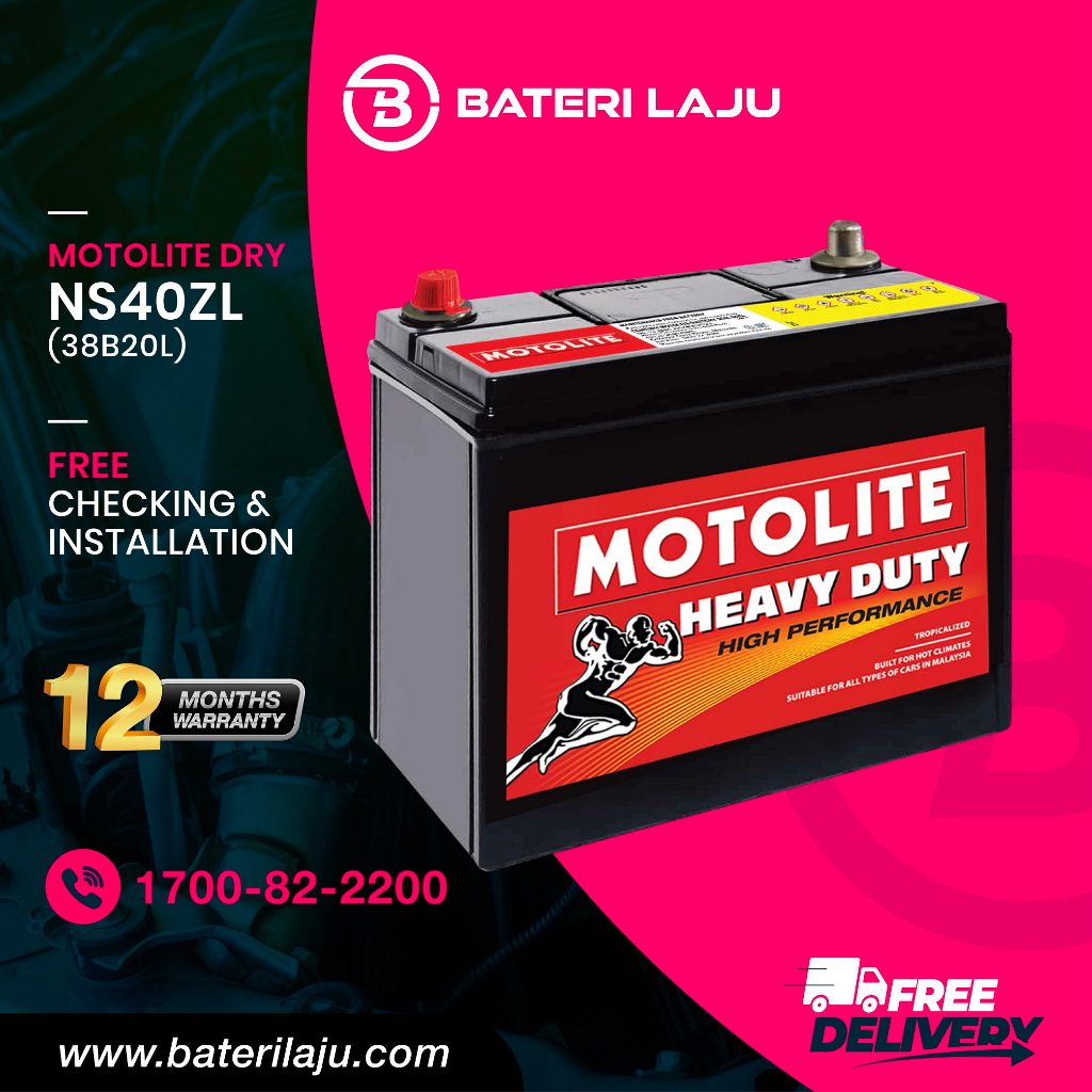 Ns40zl 38b20l Motolite Mf Car Battery Perodua Kancil Rusa Kelisa