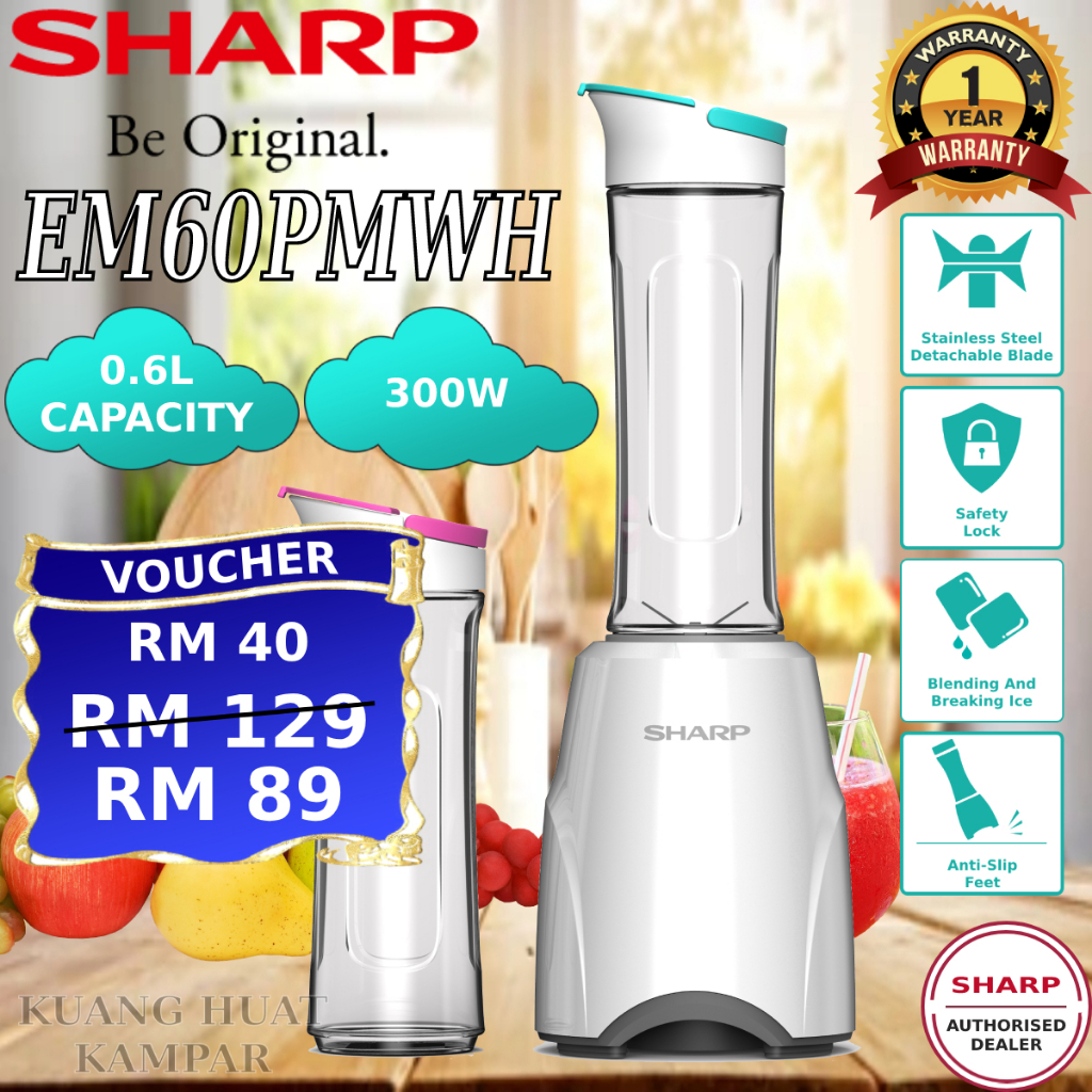 SHARP 0.6L PERSONAL BLENDER WITH TWO TUMBLE EM60PMWH Shopee Malaysia