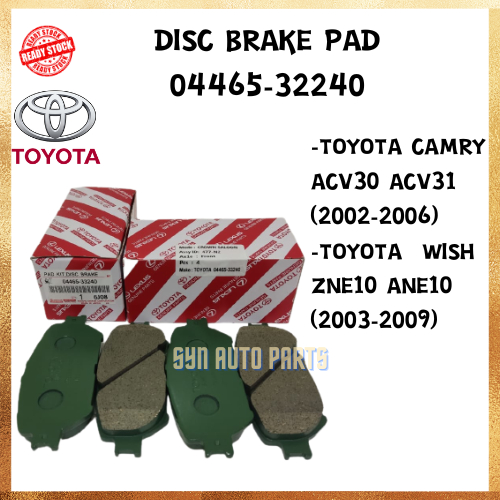 TOYOTA Disc Brake Pad (Front)SET 04465-33240-Toyota Camry 2003- ACV30 ...