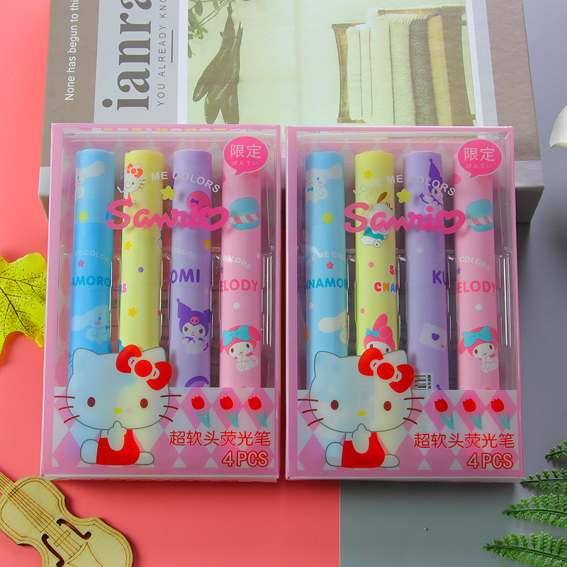 Cute Cartoon Highlight Pen Set 4pcs | Shopee Malaysia