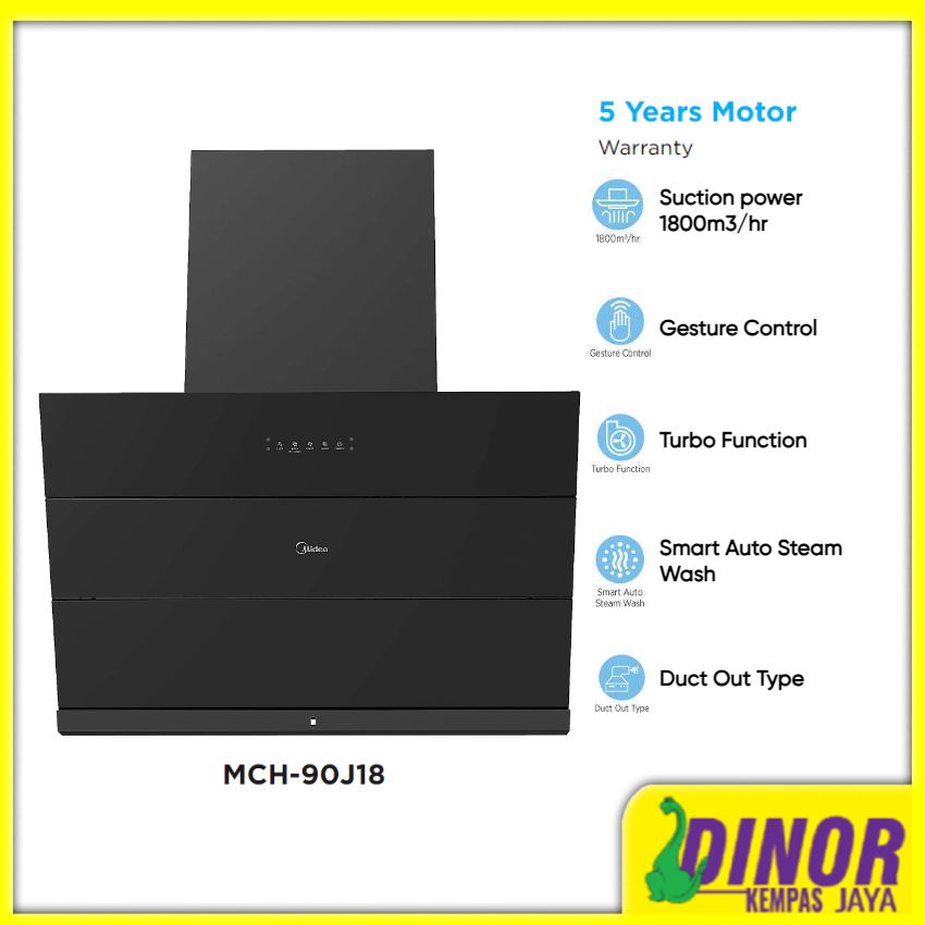 Midea 1800m3/hr Cooker Hood MCH-90J18 (Duct Out Only) | Shopee Malaysia