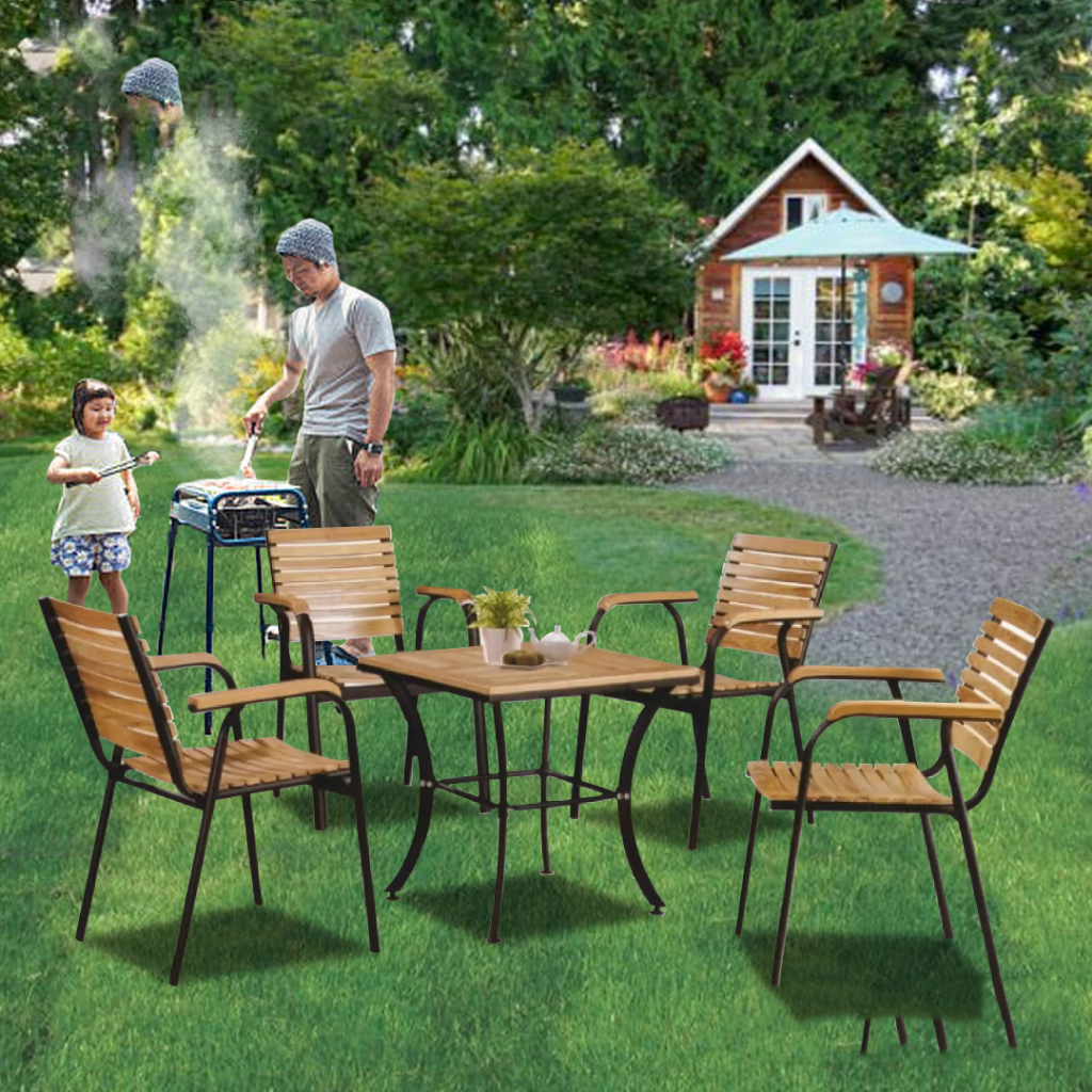 Solid Wood Outdoor Dining Set Garden Set Relax 1 Table + 2 Chair Lounge ...