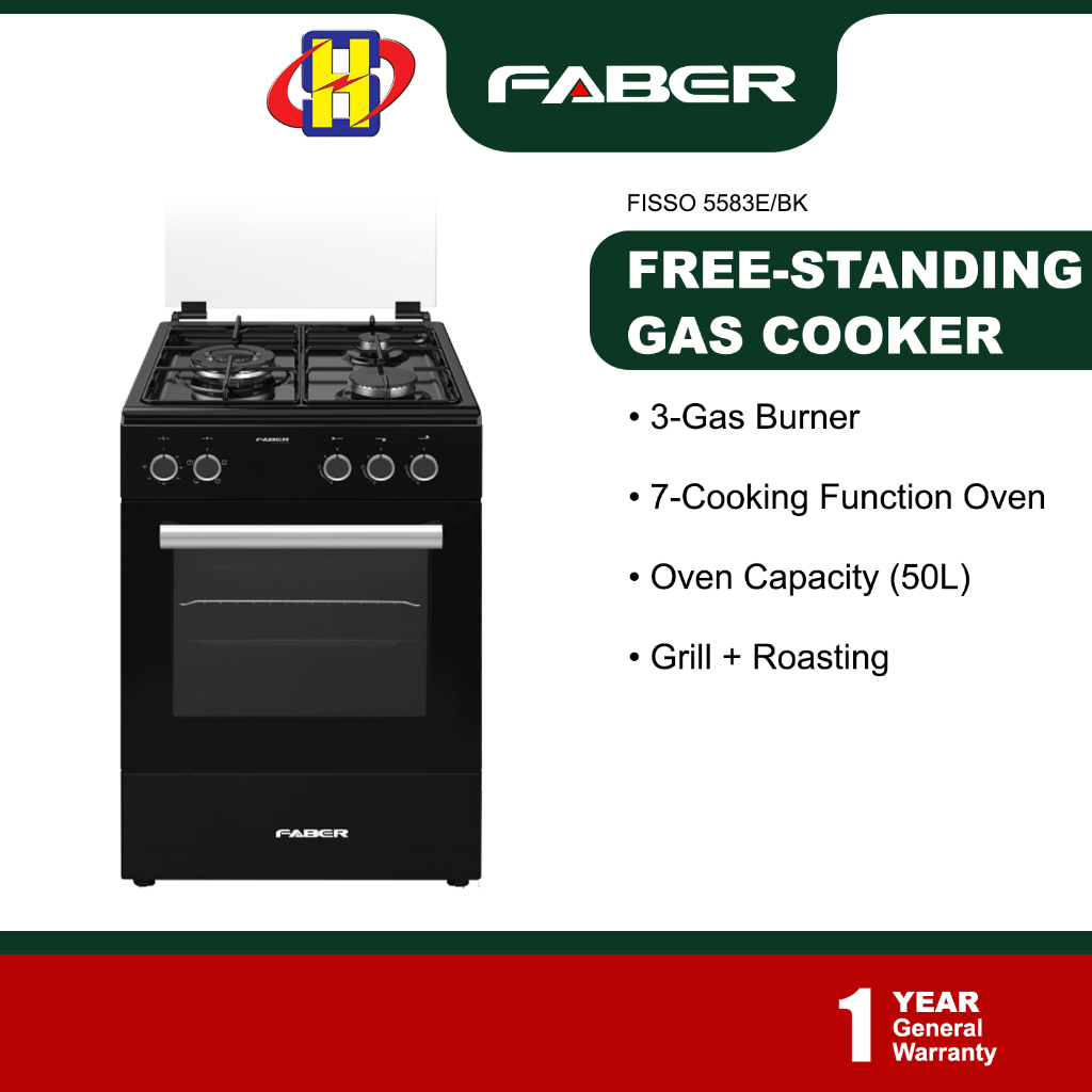 Faber FreeStanding Gas Cooker (50L/50cm) FISSO Series 3Burners Gas