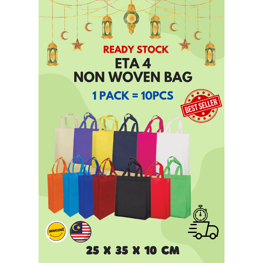 CHEAPEST in SHOPEE 1 PACK 10 PCS A4 Non Woven Bag Shopping Woven Bag Gift Bag Tote Bag Wedding Bag Shopee Malaysia