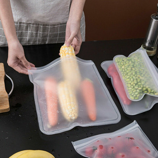 1500ml/1000ml /500ml Reusable Silicone Food Bag Ziplock Bag Fruit Meat Milk  Storage Container Refrigerator Fresh Bags Organizer