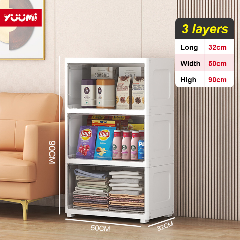 Yuumi New Large Space Transparency Almari Baju Plastik Cabinet Storage ...