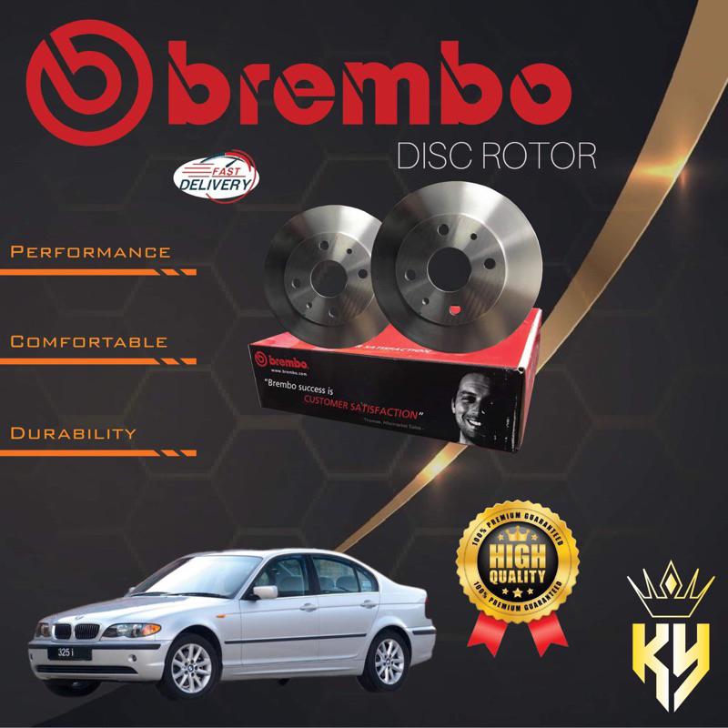 Front Dimp Slotted Disc Brake Rotors BMW 3 Series E46 320i 1998-2005 (286mm Dia