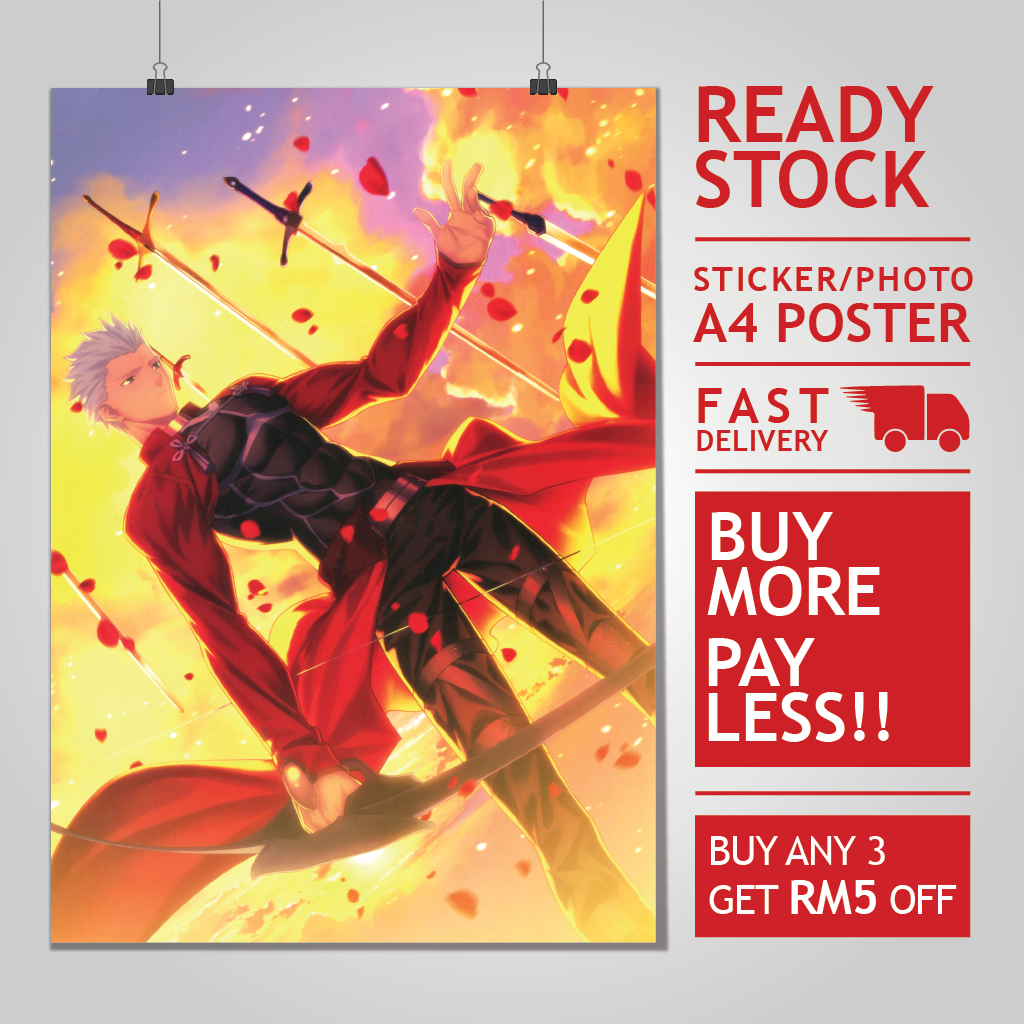 (READY STOCK) Fate/Stay Night A4 Photo Poster/Sticker | Archer Emiya #1 ...
