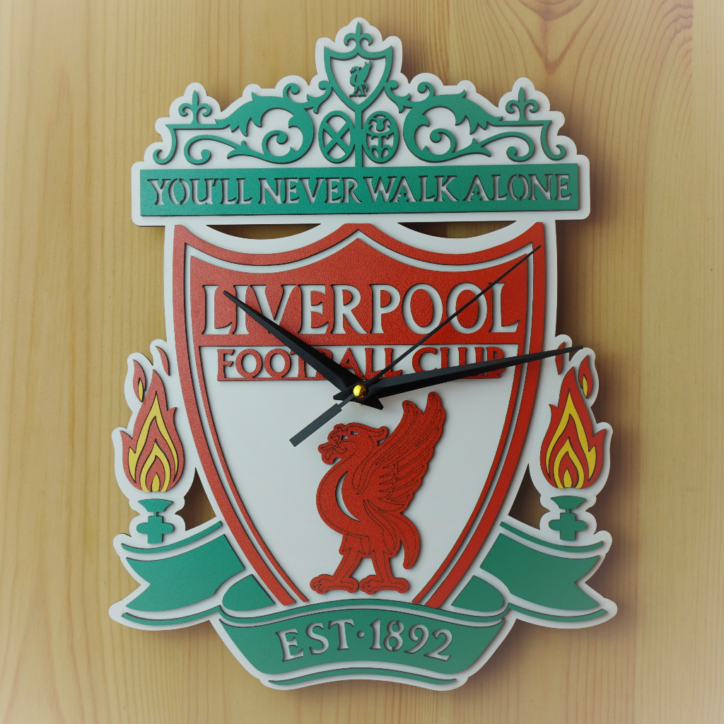 Jam Dinding Bola Sepak 30cm Wall Clock Football Club EPL Wooden Clock ...