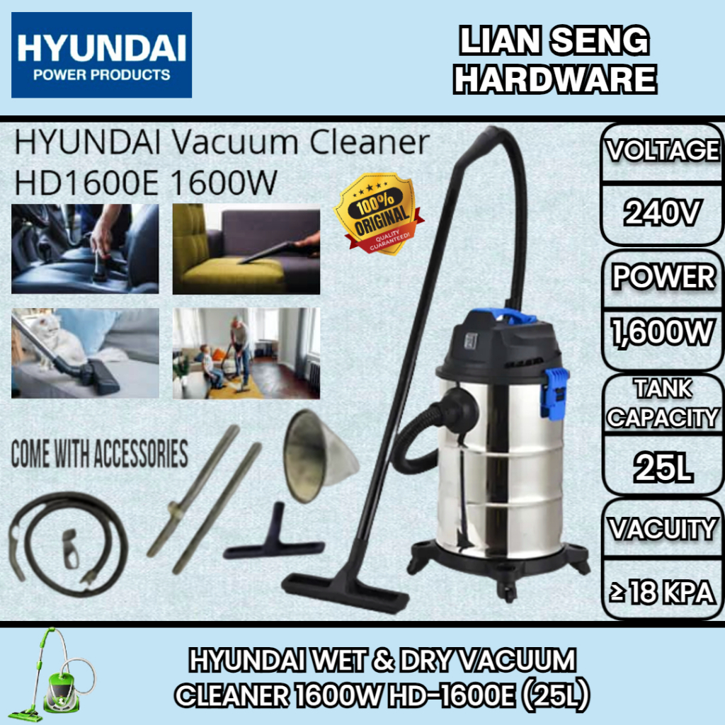 HYUNDAI WET & DRY VACUUM CLEANER 1600W HD-1600E (25L) | Shopee Malaysia