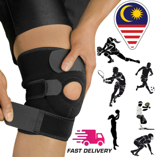 🇲🇾 EXTRA EXTRA BIG Adjustable 4 Springs Anti Slip Silicone Stripe Knee  Guard Brace Support Pelindung Lutut Elastic 护膝盖套