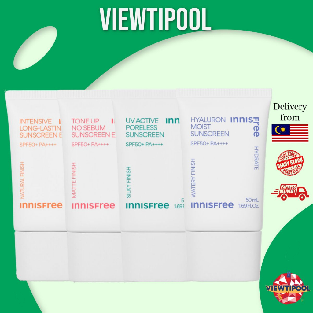 Innisfree Sunscreen Collection ( Long Lasting, No Sebum, Hyaluronic