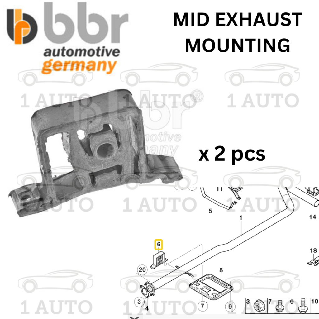 BBR GERMANY (2PCS) MID EXHAUST MOUNTING MINI R50 R52 R53 W10 W11 1.6 ...