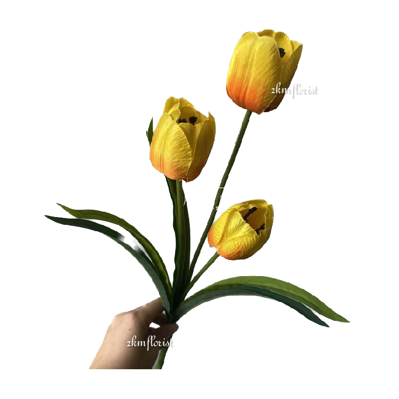(3HEADS) TULIP Artificial Fake Silk Flower Bouquet Plant Living Room Home Decor Decoration Bunga