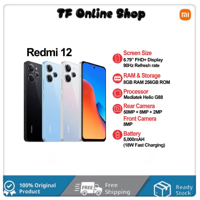 Xiaomi Redmi 12 4G(8GB+256GB)100% Original Set | Shopee Malaysia