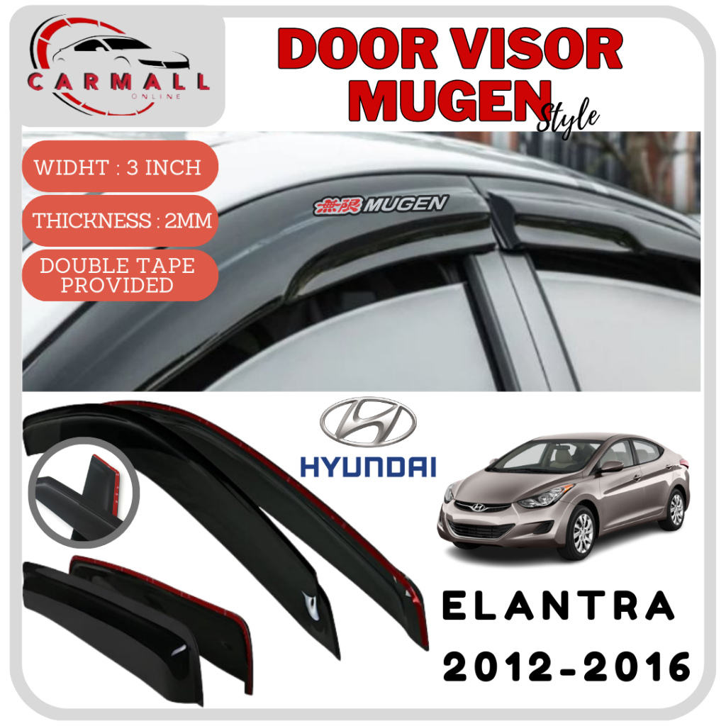Hyundai Elantra 20122016 Mugen Air Press Window Door Visor Wind Deflector 4PCS/SET Shopee