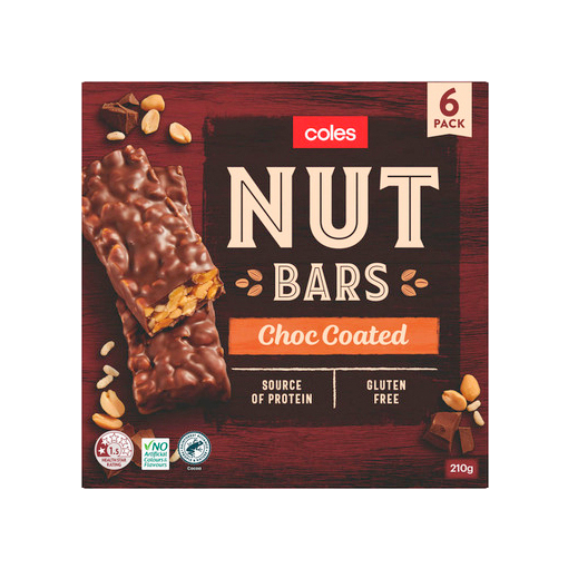 (EXP 04/2025) COLES Nut Bar CHOC COATED (210g) Breakfast Bars Gluten
