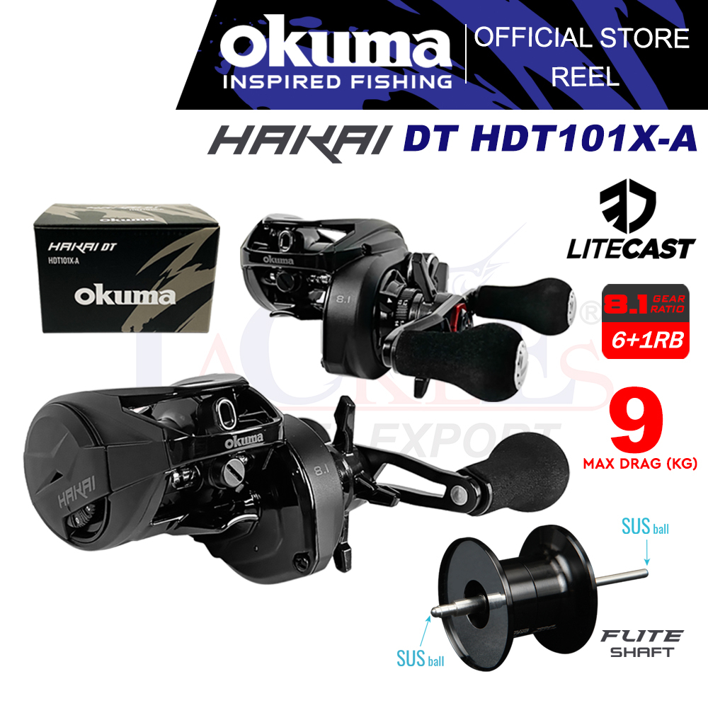 Okuma Hakai DT HDT 101X-A Baitcasting Fishing Reel Low Profile Left Handed  Max Drag 9kg